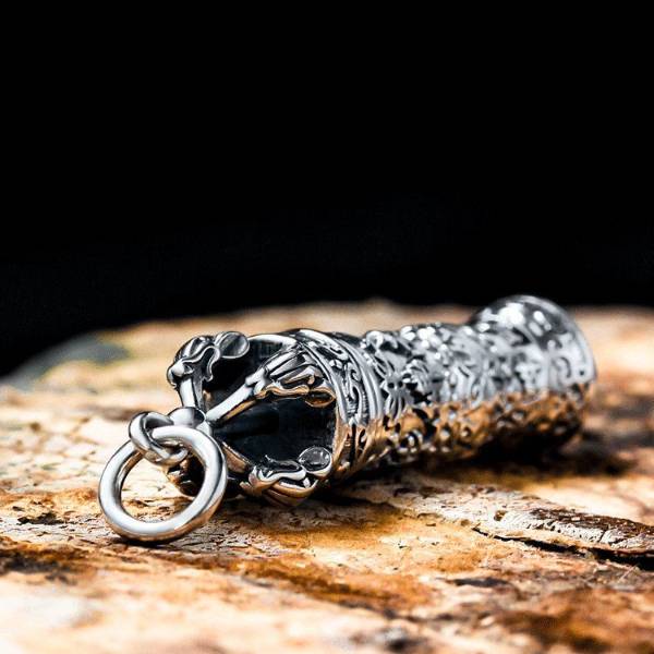 Sterling Silver Vajra Pestle Amulet Pendant Necklace