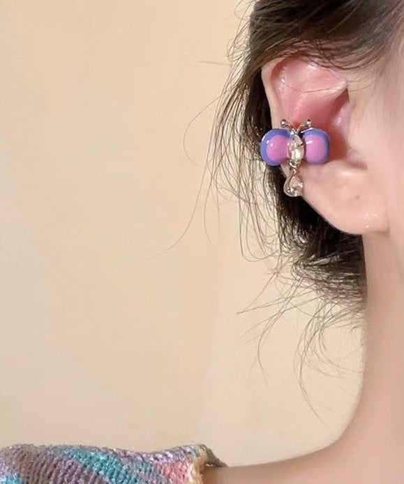 New Purple Butterfly Zircon Ear Bone Clip Earrings