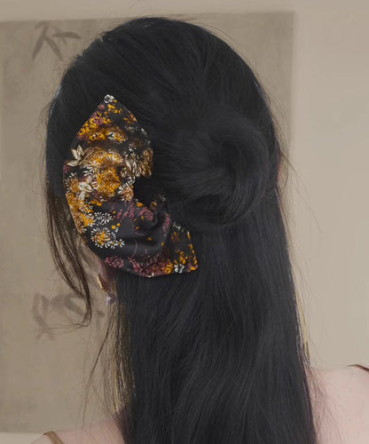 Black Copper Tiger Eye Stone Embroidery Fan-shaped Hairpin