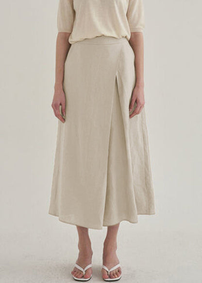 Leg Pants Linen Waist High Spring Wide French
