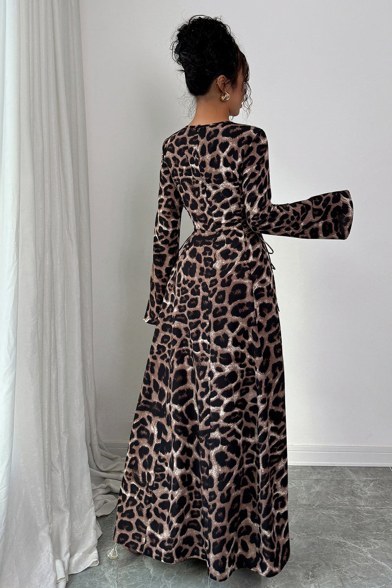 Leopard Long Sleeve Maxi Dress