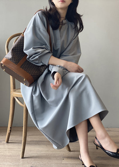 Apricot V Neck Tie Waist Cotton Long Dress Fall Af1069