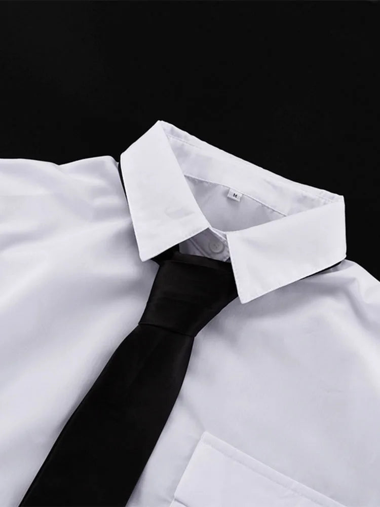 Suit Tie Blouse Loose Long Sleeve White Shirts ’s Street Temperament Camisas De Mujer New