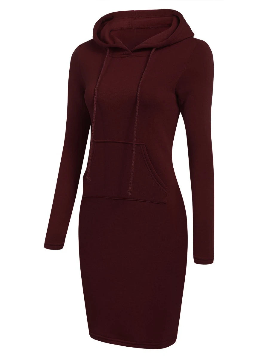 Hooded Collar Kangaroo Pocket Sweat Dress Mini Dresses Woman Long Sleeve Clothing Tunic Robe – Long Sleeve Hooded Collar Kangaroo Pocket Sweat Dress Mini Dresses Woman Clothing Tunic Robe