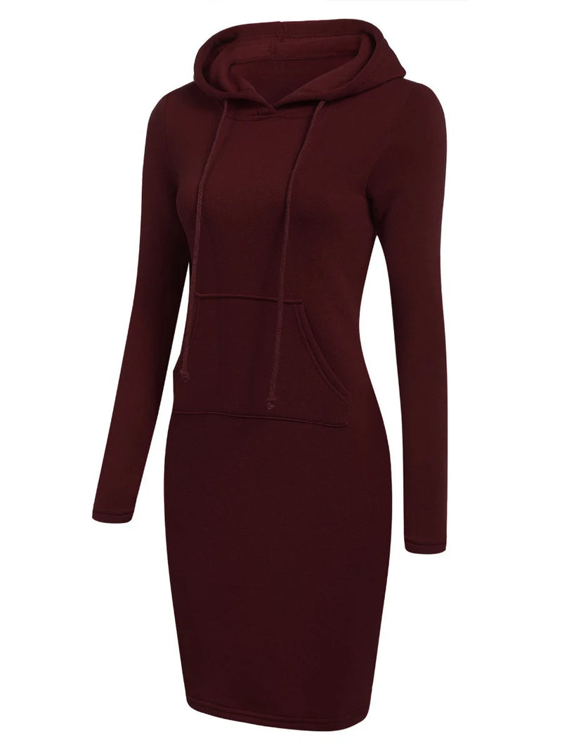 Hooded Collar Kangaroo Pocket Sweat Dress Mini Dresses Woman Long Sleeve Clothing Tunic Robe – Long Sleeve Hooded Collar Kangaroo Pocket Sweat Dress Mini Dresses Woman Clothing Tunic Robe