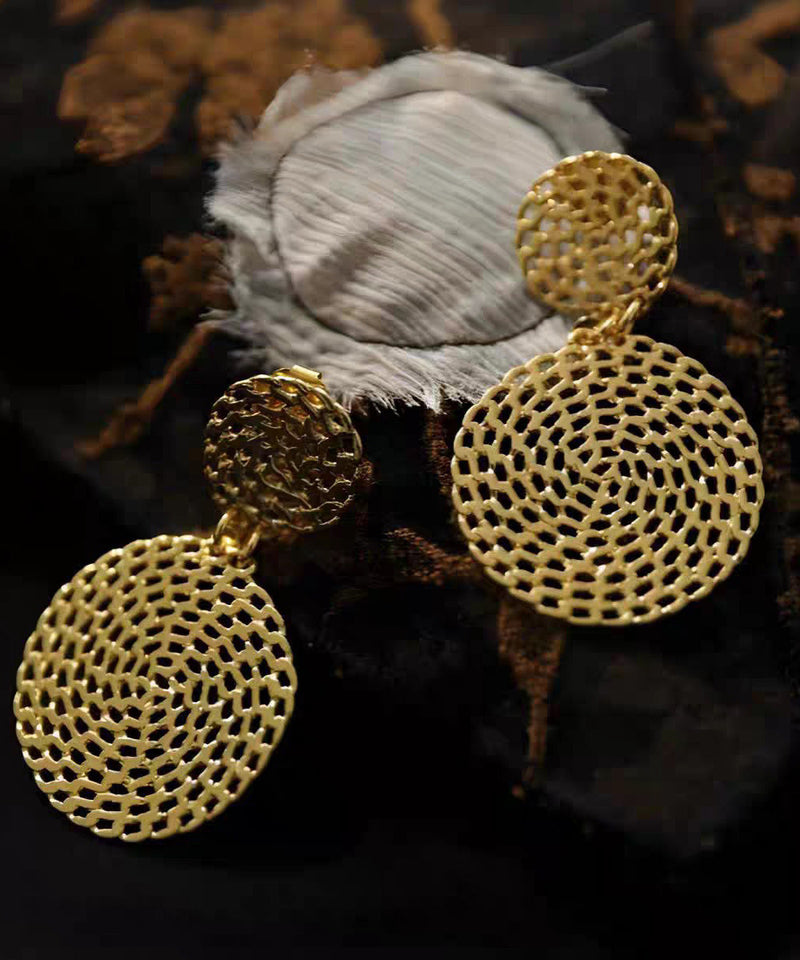 Gold Copper Overgild Hollow Out Hoop Earrings