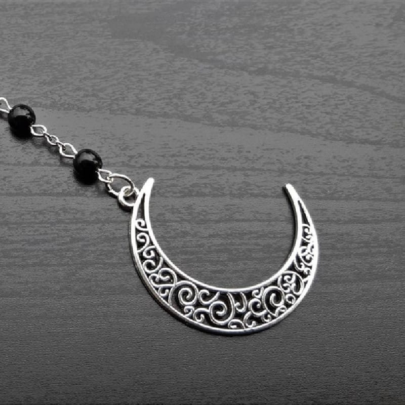 Magick Moon Obsidian Pentagram Necklace