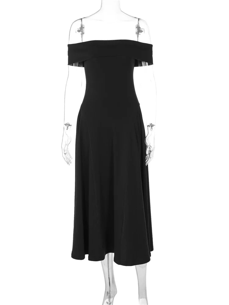 Black Maxi Dress Female High Waist Slim Zipper Patchwork Backless Dress ’s Party Dress New