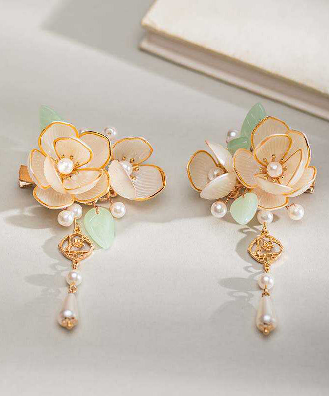 Handmade Gold Alloy Pear Petal Tassel Hairpin