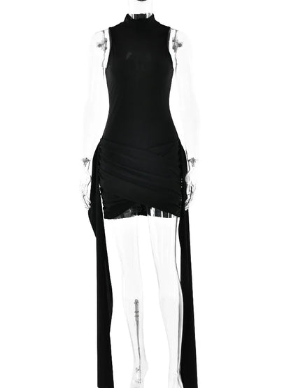 Julissa Mo Sleeveless Bandage O-neck Party Evening Mini Dress New Ruched Slim Femme Dress Lace-up