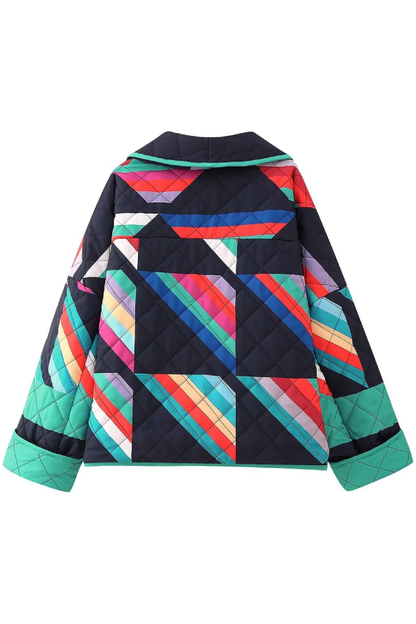 Printed Patchwork Cotton Cardigan Jacket