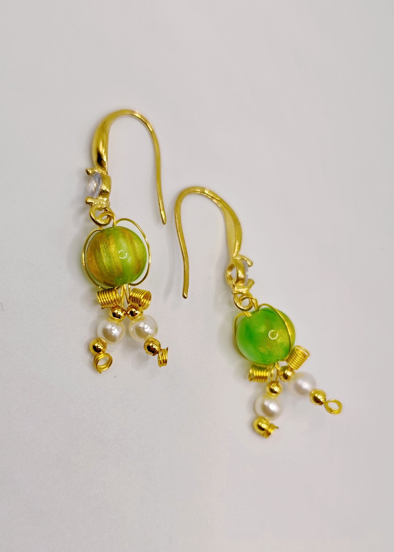 Grass Green Fine Crystal Original Design Drop Earrings