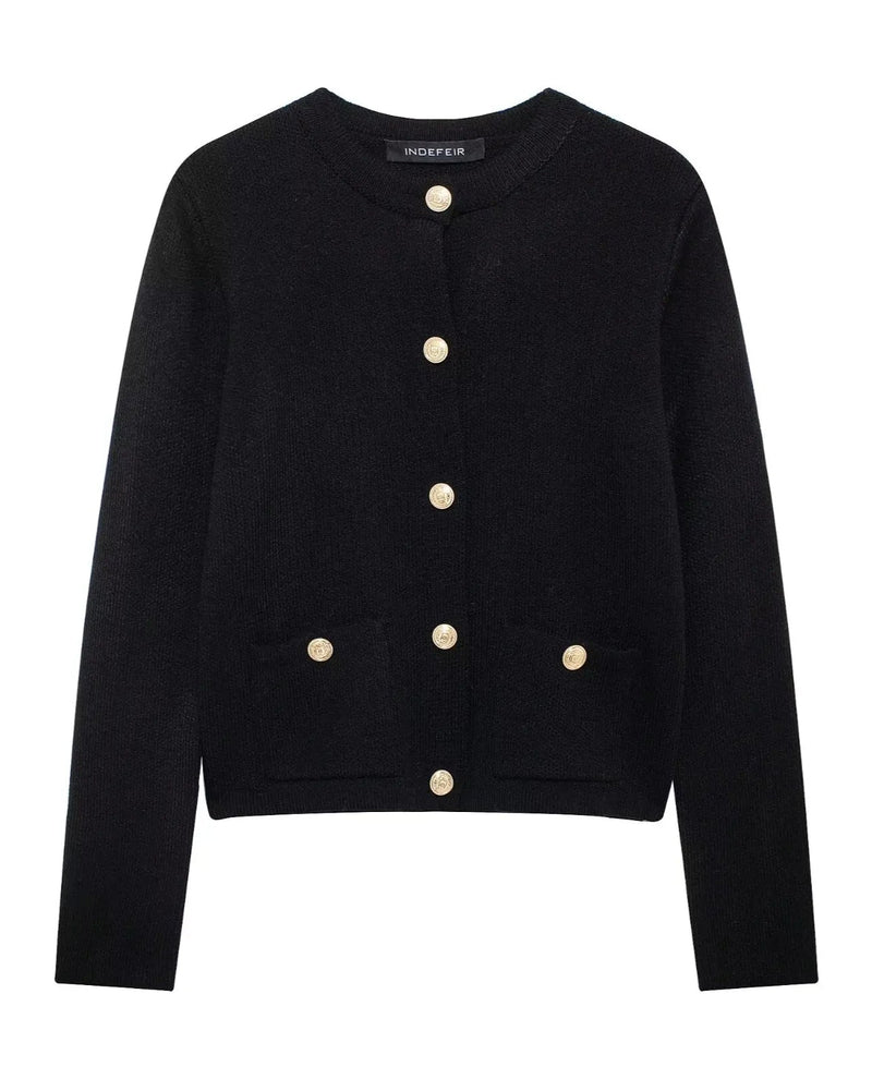 Cropped Knit Pocket Cardigan