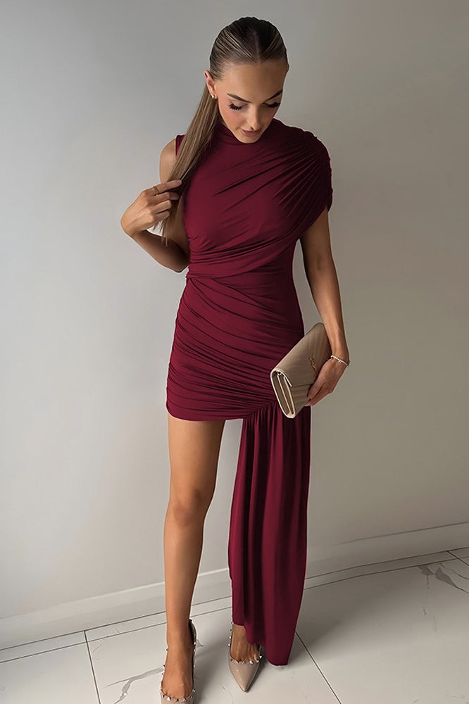 Smocked Tie-front Bodycon Mini Dress