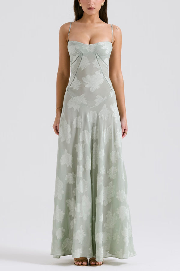 Suspenders See-through Holiday Slim Maxi Dress