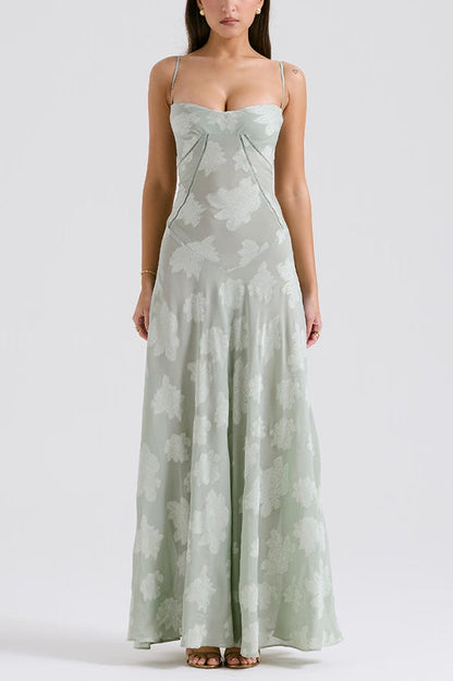 Suspenders See-through Holiday Slim Maxi Dress