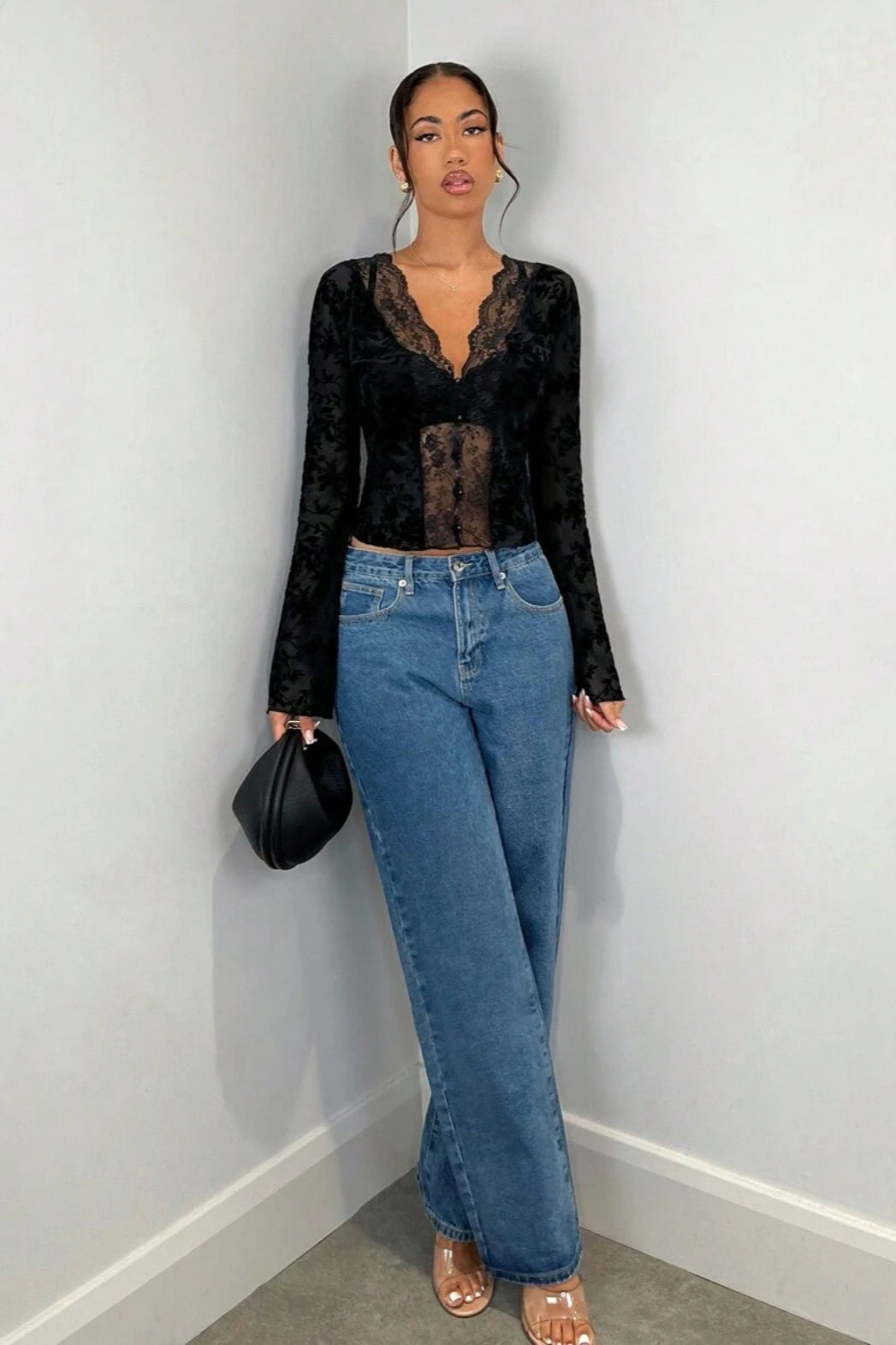 Leopard Print Lace-paneled Blouse