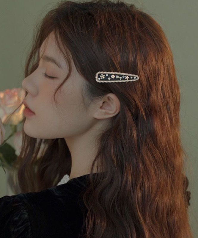 Black Alloy Zircon Bow and Water Drop Two-piece Set Hairpin
