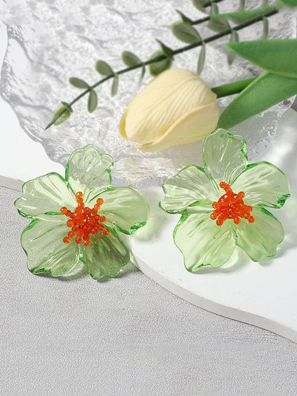 Flower Shape Slightly Sheer Earrings Accessories