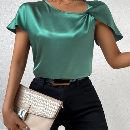 Leasa - Forward Shoulder Accent Blouse