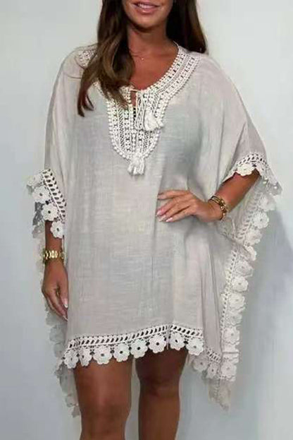 Color Lace Loose Cover Up Mini Dress