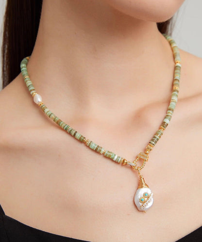 New Baroque Pearl Shell Pendant Necklace