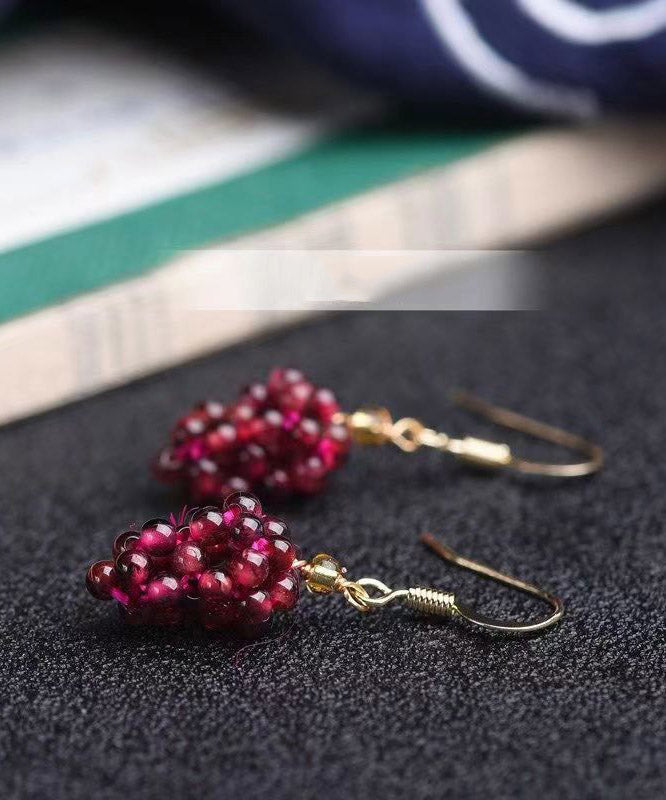 Purple Sterling Silver Overgild Crystal Grape Drop Earrings