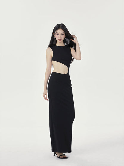Black Cutout Sleeveless Maxi Dress