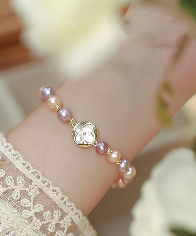 Rainbow Sterling Silver Alloy Pearl Beading Bracelet