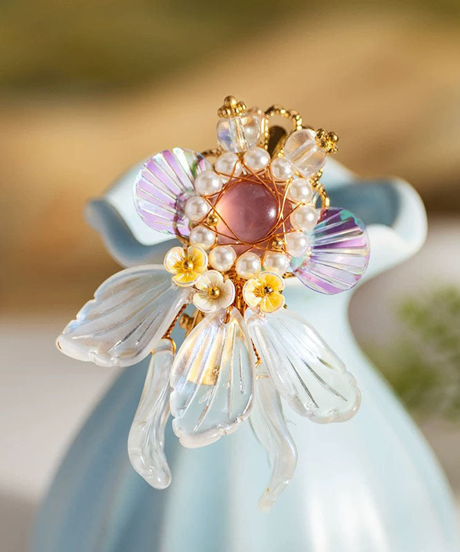 Diy Colorblock Acrylic Pearl a Pair Goldfish Hairpin
