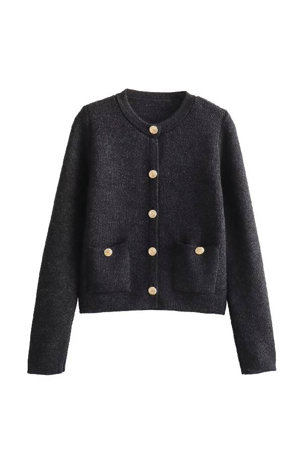 Golden Button Knit Cardigan