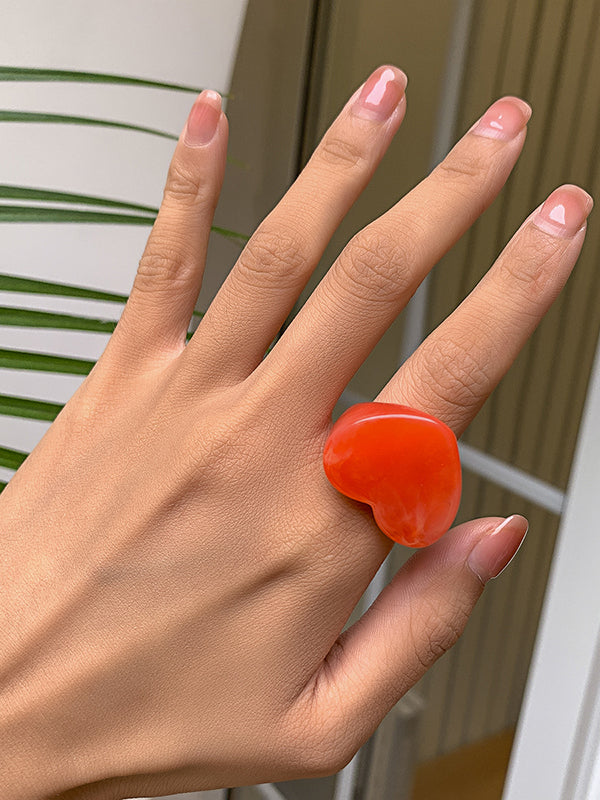 Geometric Heart Shape Color Rings Accessories