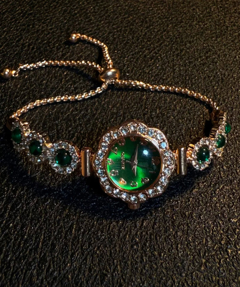 Fine Silk Alloy Zircon Gem Stone Pull-out Watches