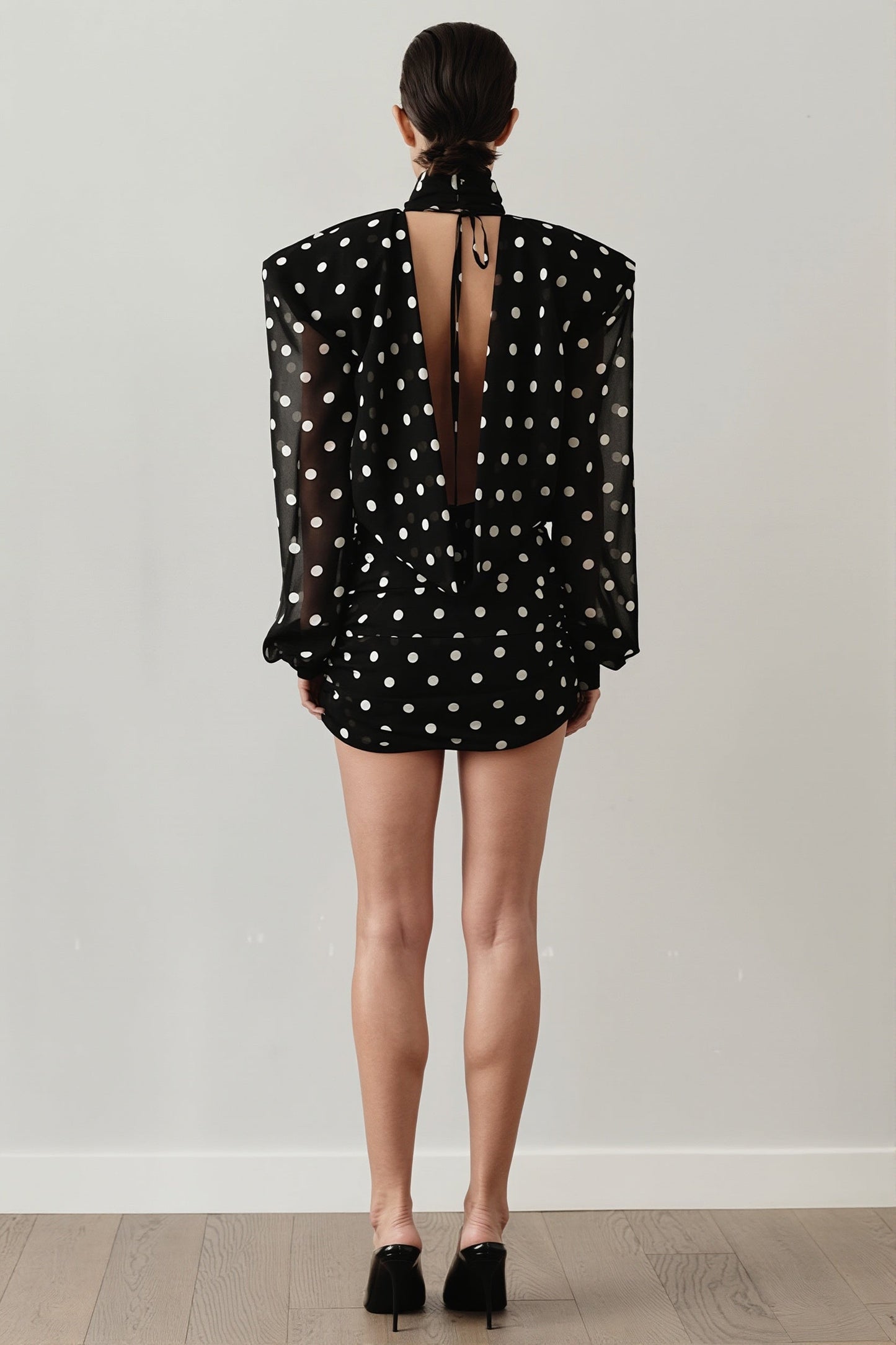 Heer Polka Dot High Neck Mini Dress