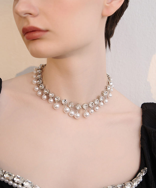 Handmade Zircon Tassels Pearl Adjustable Gold Plated Choker