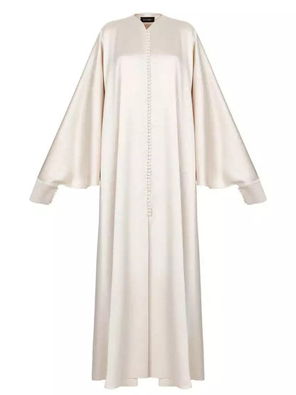 Batwing Sleeves Split-front Color Maxi Dresses