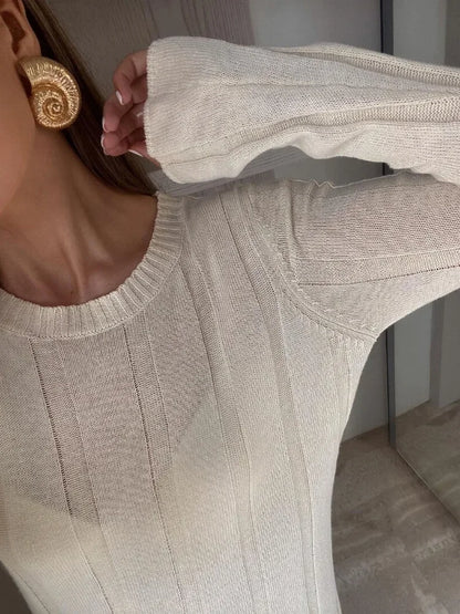 Loose High Waist Long Dress Female Long Sleeve Pullover Dress Knitwear Winter Maxi Dress