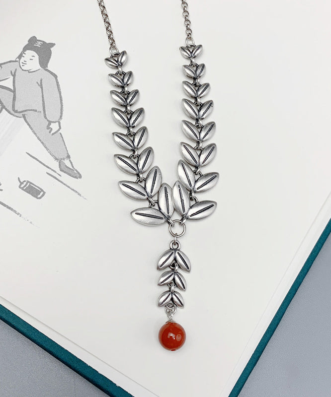 Ear of Wheat Patchwork Silver Pendant Necklace