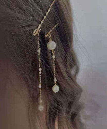 Chinese Style Gold Alloy Pearl Tassel Hairpin Two-piece Set