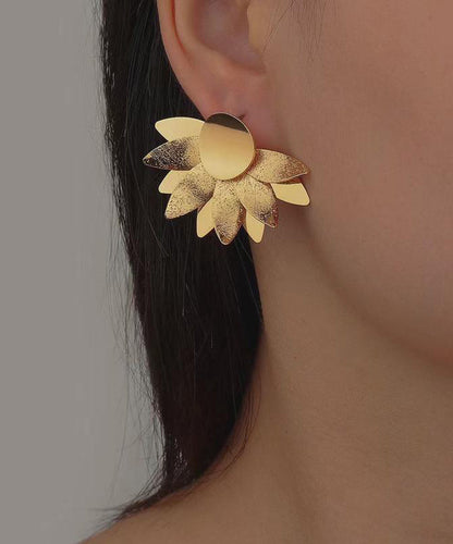 Exaggerated Gold Heavy Metal Earrings for