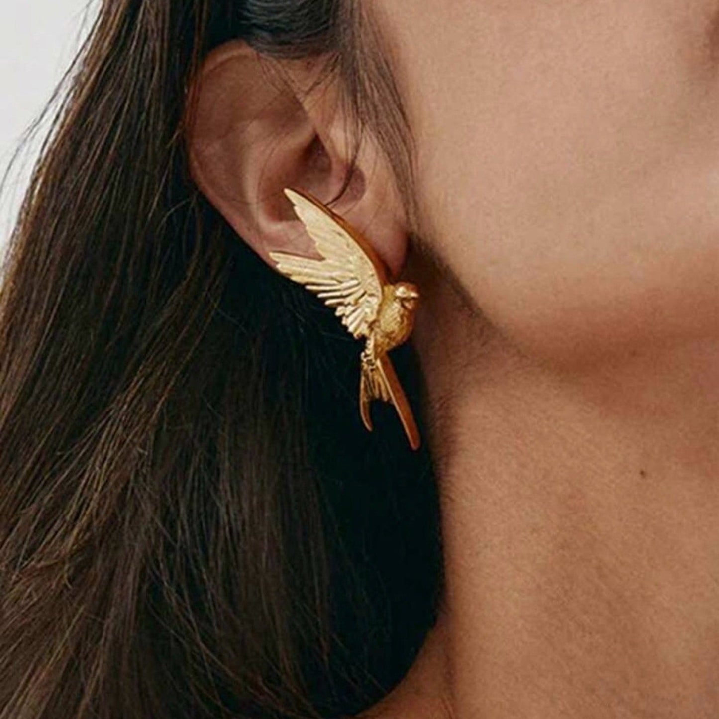 “hello Birdie” 18k Inspired Gold Bird Earrings