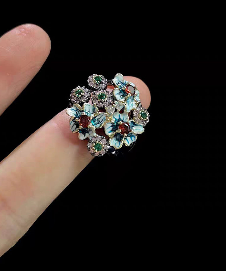Retro Blue Zircon Exaggeration Alloy Rings