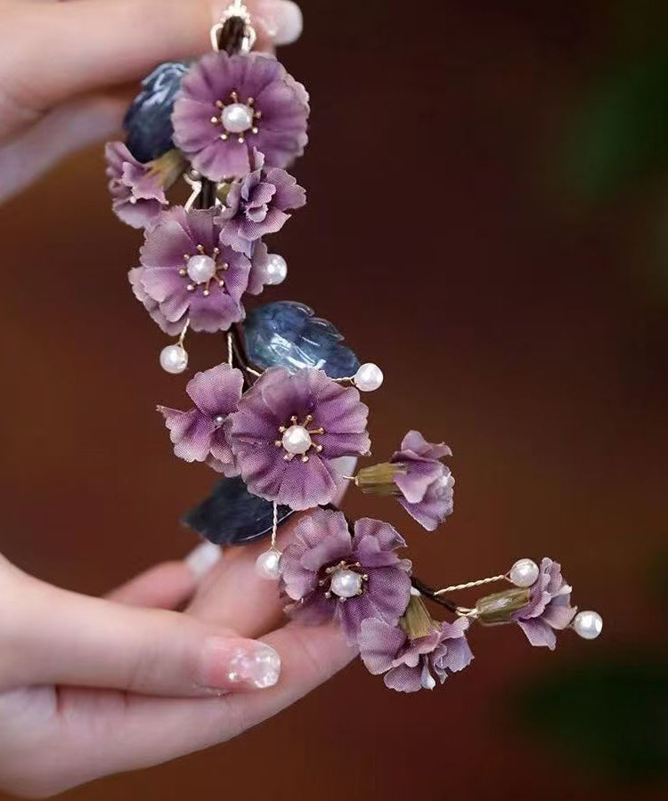 Handmade Purple Alloy Cloth Hairpin