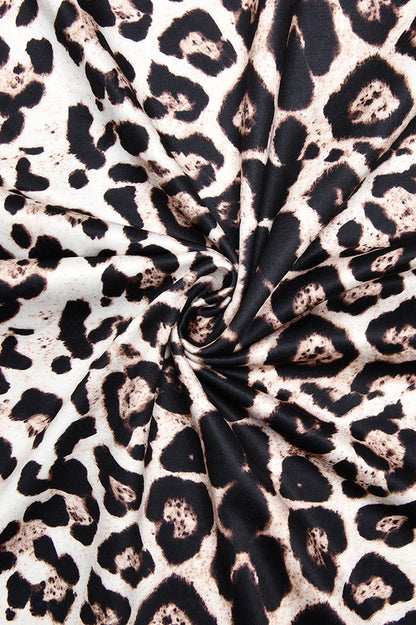 Leopard Mock Neck Bodycon Maxi Dress