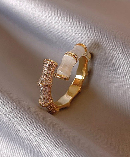 Simple Style Metal Bamboo Knot Zircon Rings