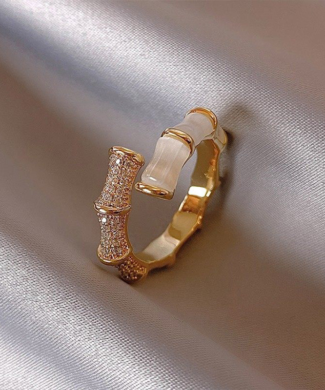 Simple Style Metal Bamboo Knot Zircon Rings