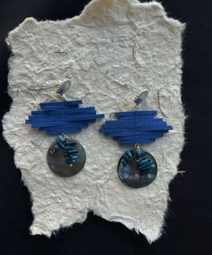 Blue Sterling Silver Asymmetrical Drop Earrings