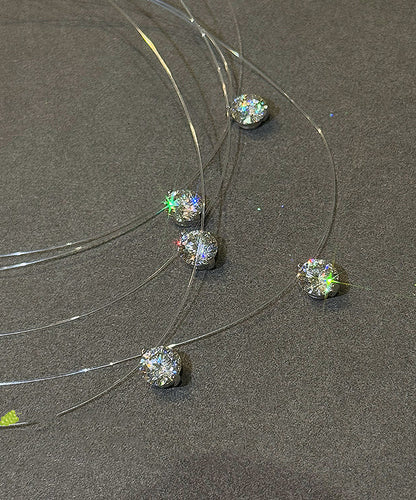 Brief Silk Alloy Zircon Fishing Line Pendant Necklace