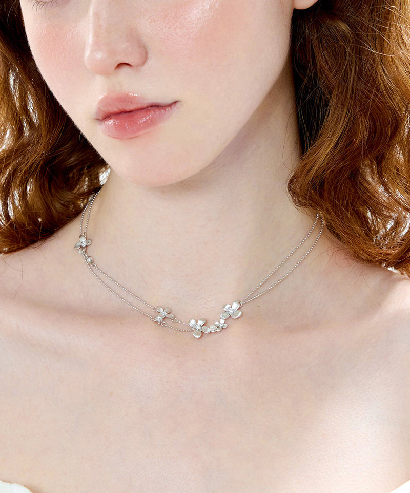 Silver Double Layer Chain Copper Choker