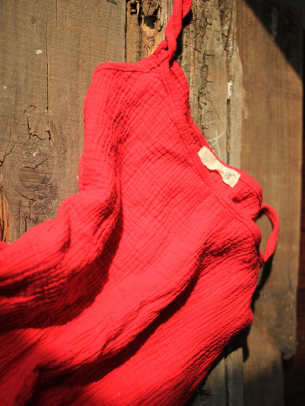 Color Spaghetti-neck Loose Sleeveless Mini Dress